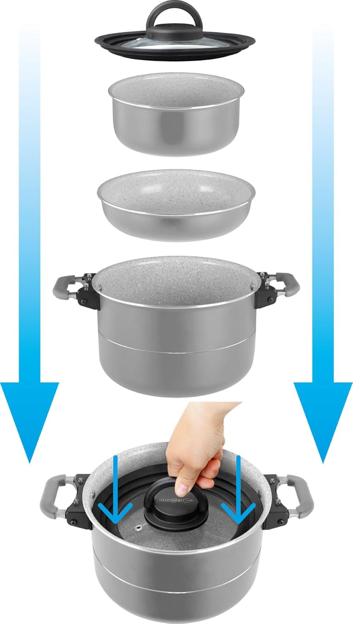BRUNNER Koch Geschirr Set Fusion 7+1 Magnetic Camping Küche Topf Pfanne Keramik