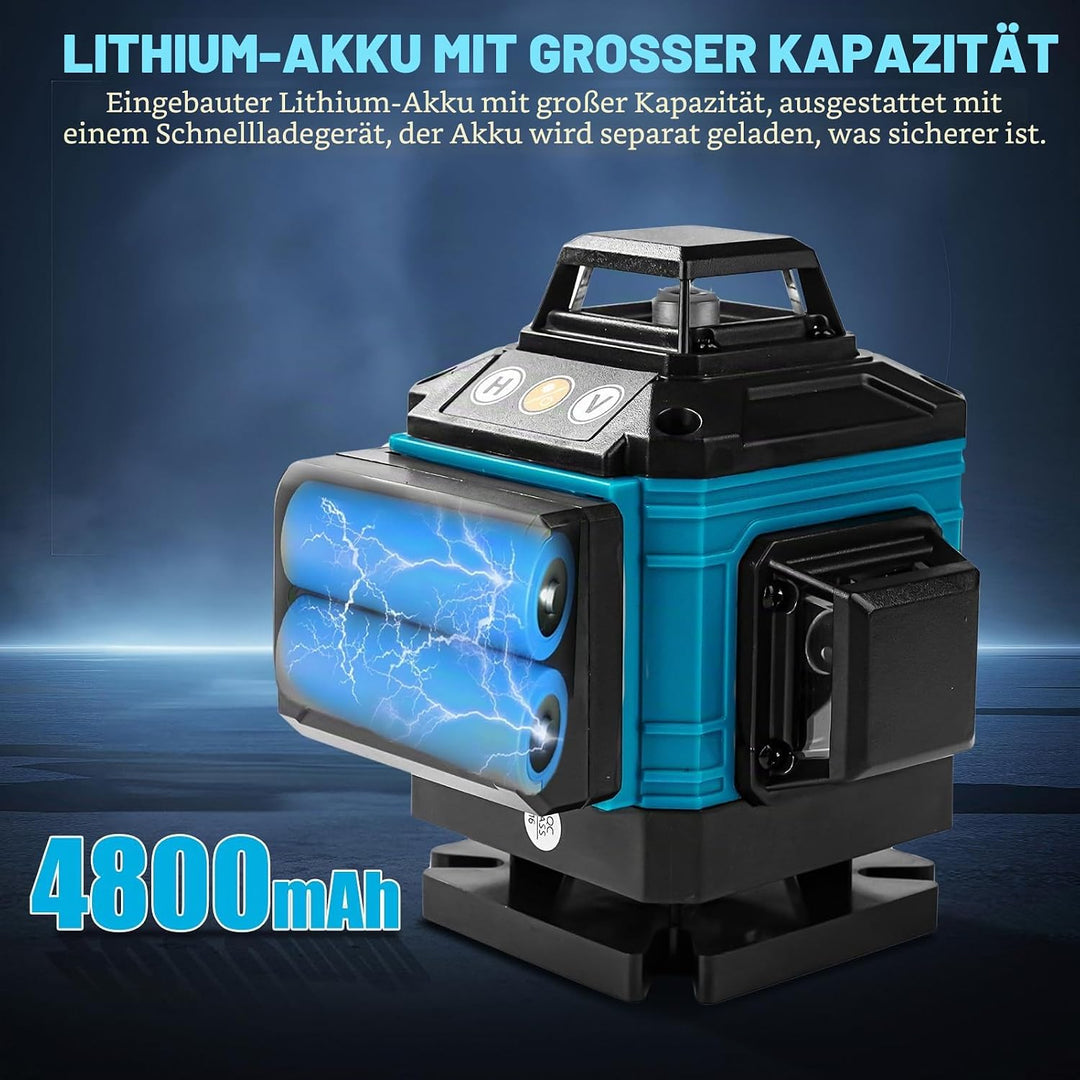 Kreuzlinienlaser mit Stativ 1,2M, 360° x 4 Laser Wasserwaage Rotation, Grünen Laserlinien, Kreuzlase