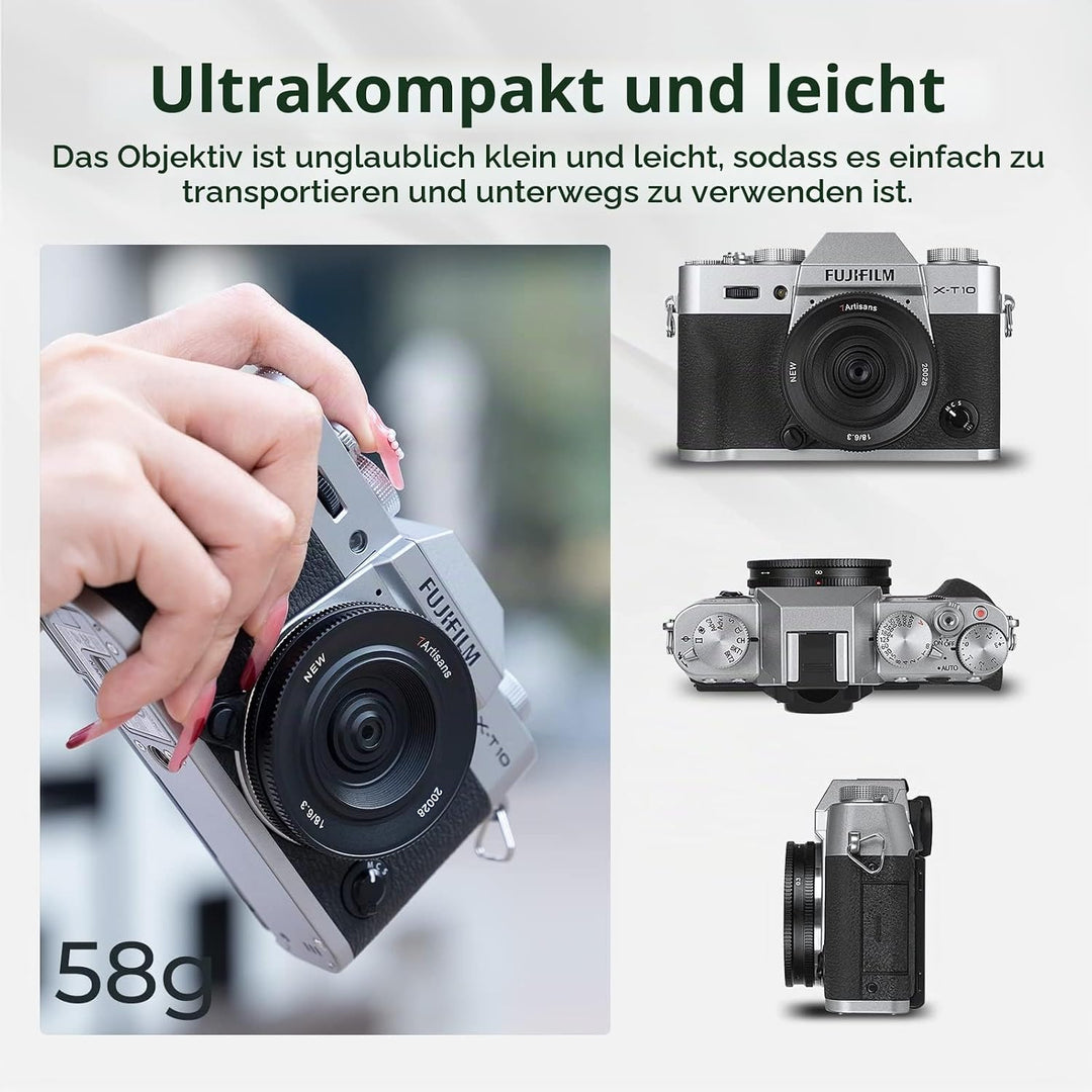7artisans 18mm F6.3 II UFO-Objektiv, kompatibel mit Fuji X-Mount spiegellosen Kameras X-Ｍ1 X-Ｍ2 X-Ｈ1