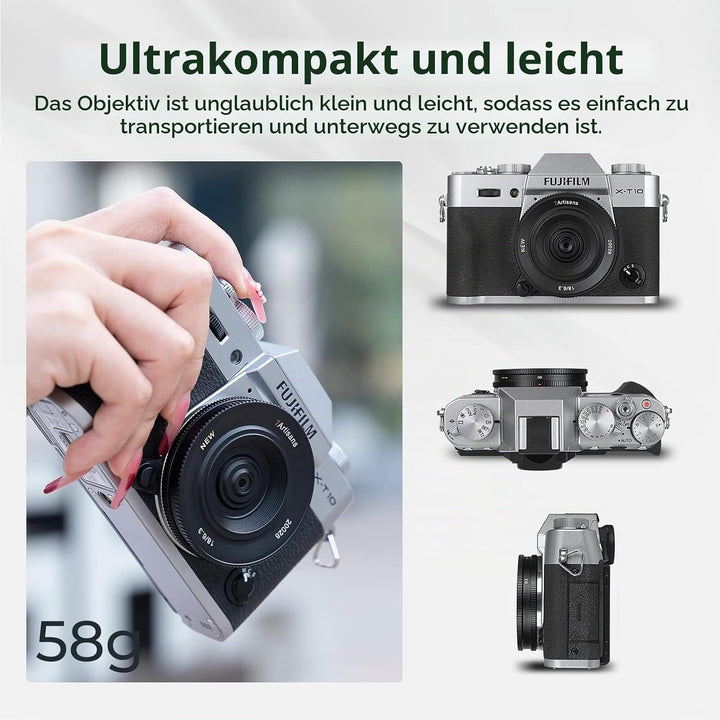 7artisans 18mm F6.3 II UFO-Objektiv, kompatibel mit Fuji X-Mount spiegellosen Kameras X-Ｍ1 X-Ｍ2 X-Ｈ1