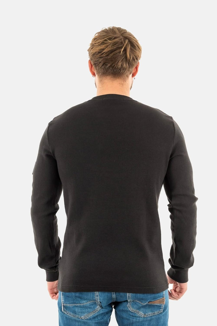 Calvin Klein Herren Langarmshirt Badge Waffle Tee Basic XXS Black (Ck Black), XXS Black (Ck Black)