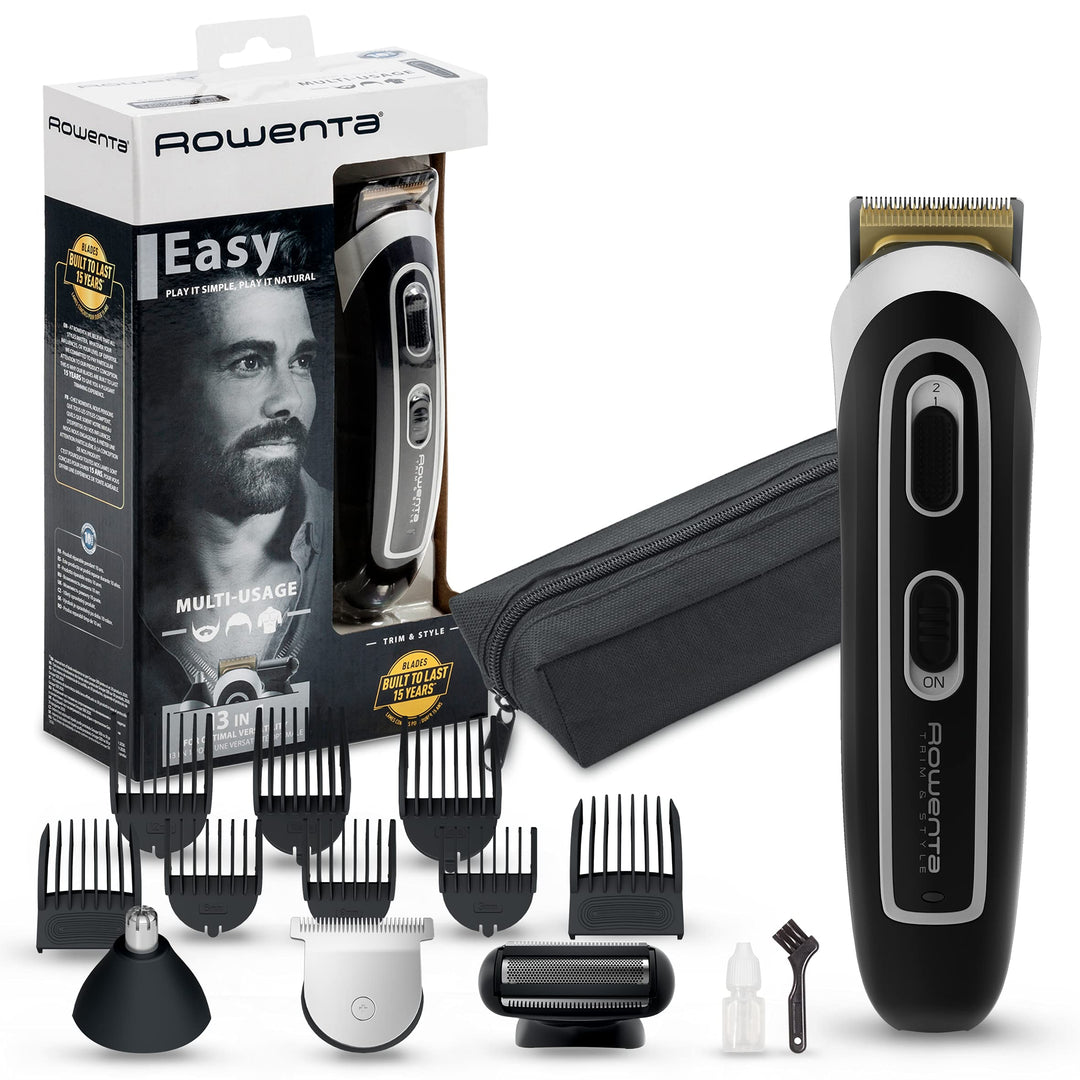 Rowenta TN9140 Trim & Style 13-in-1 Haarschneider mit Edelstahlklingen und 6 Kämmen, Lithium-Akku, B