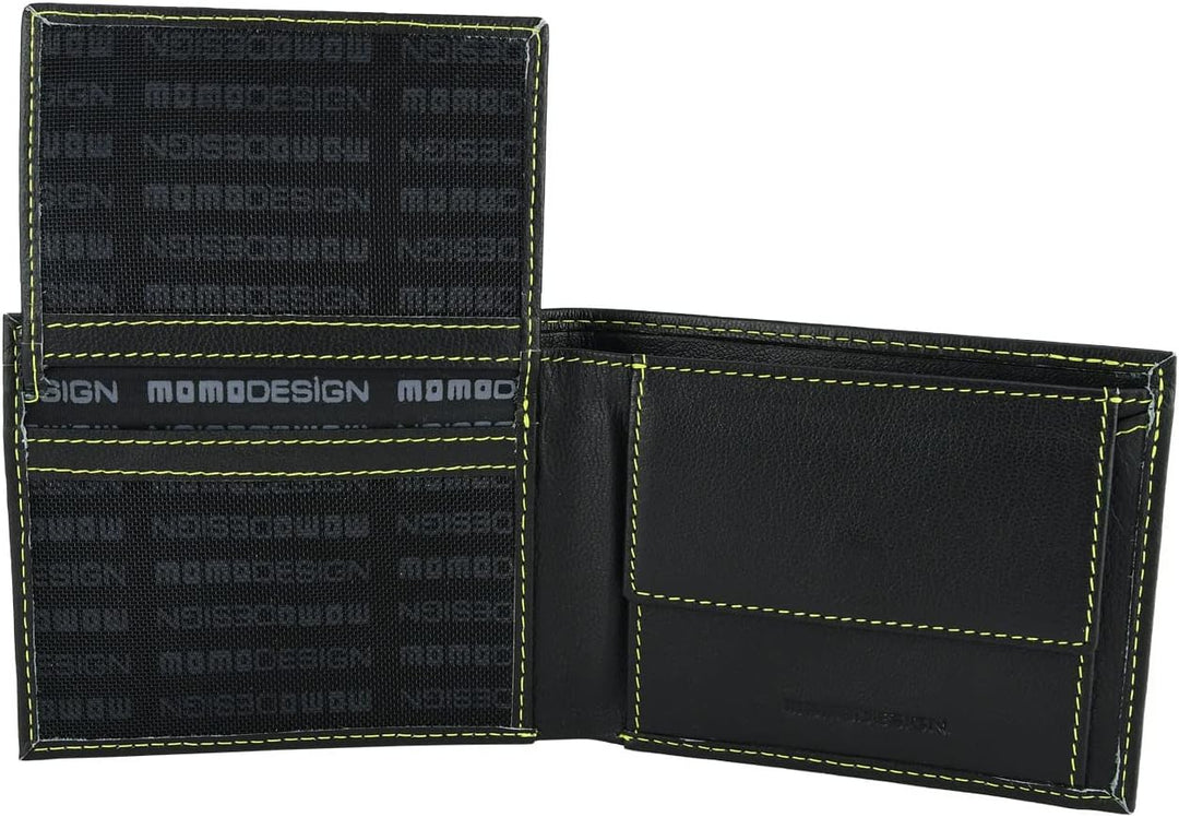 MOMO DESIGN Herren-Geldbörse aus echtem Leder, mit RFID-Schutz, Geschenkbox aus Holz, Schwarz 2 Fens
