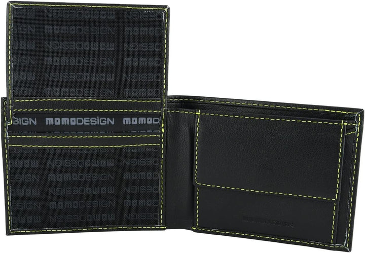 MOMO DESIGN Herren-Geldbörse aus echtem Leder, mit RFID-Schutz, Geschenkbox aus Holz, Schwarz 2 Fens