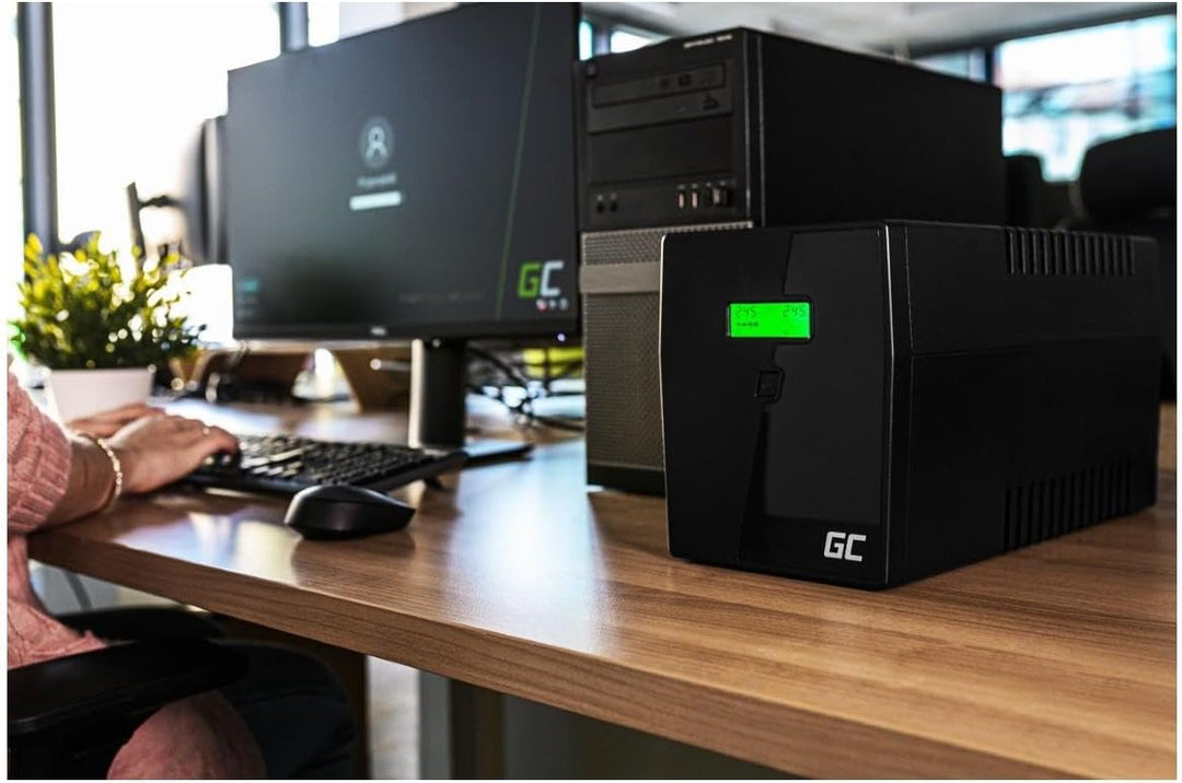 Green Cell 1500VA 900W Überspannungsschutz, schwarz, UPS04, Multicolor