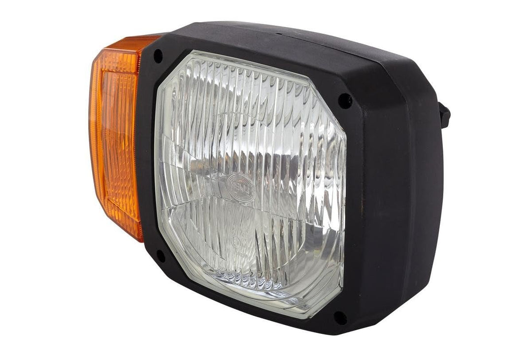 HELLA - Halogen-Hauptscheinwerfer - 12V - Einbau - Lichtscheibenfarbe: gelb - Stecker: DEUTSCH Steck