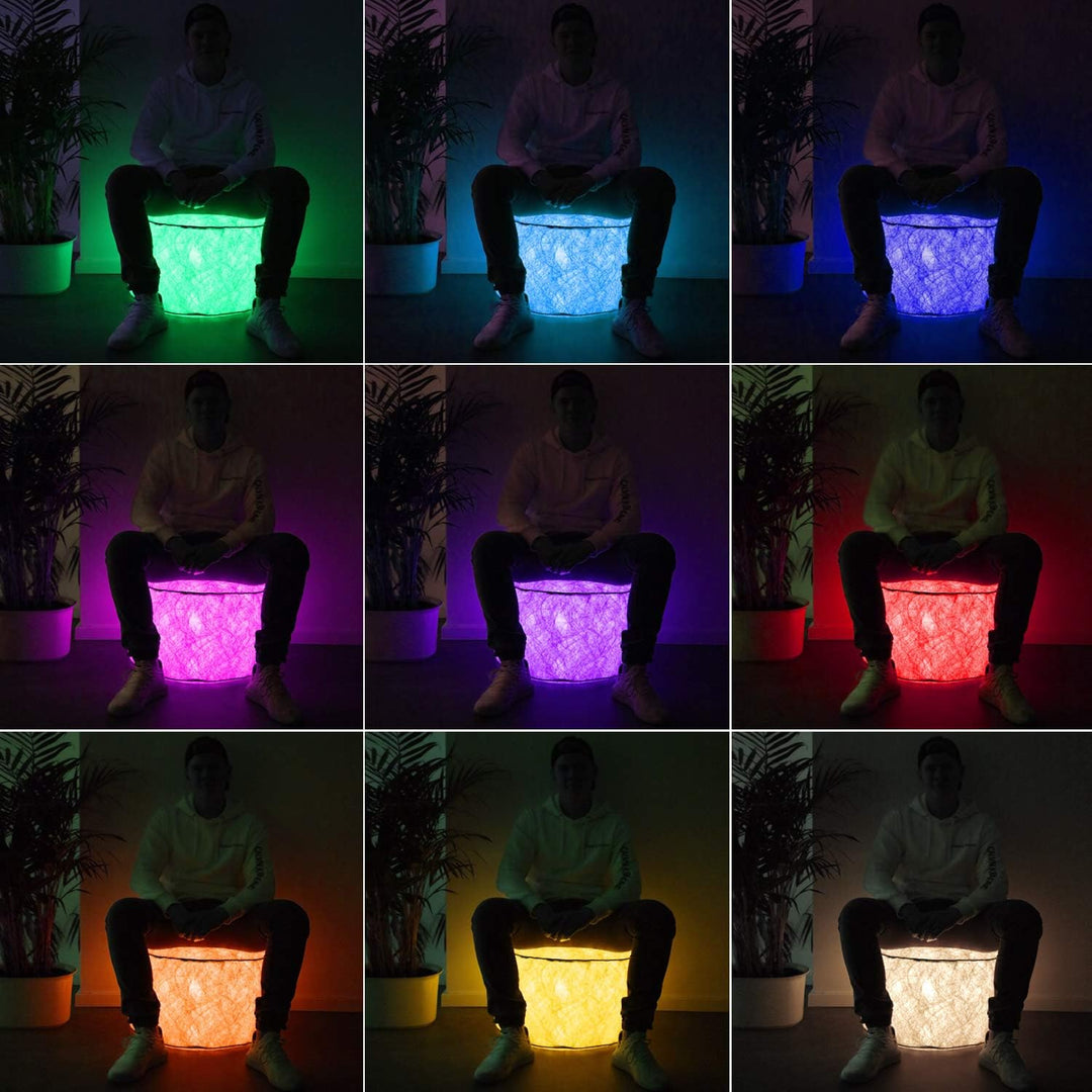 Tronje aufblasbarer LED Sitz-Hocker Ø60cm Puff bis 120kg Farbwechsel FB 18 LEDs Outdoor Fusshocker F