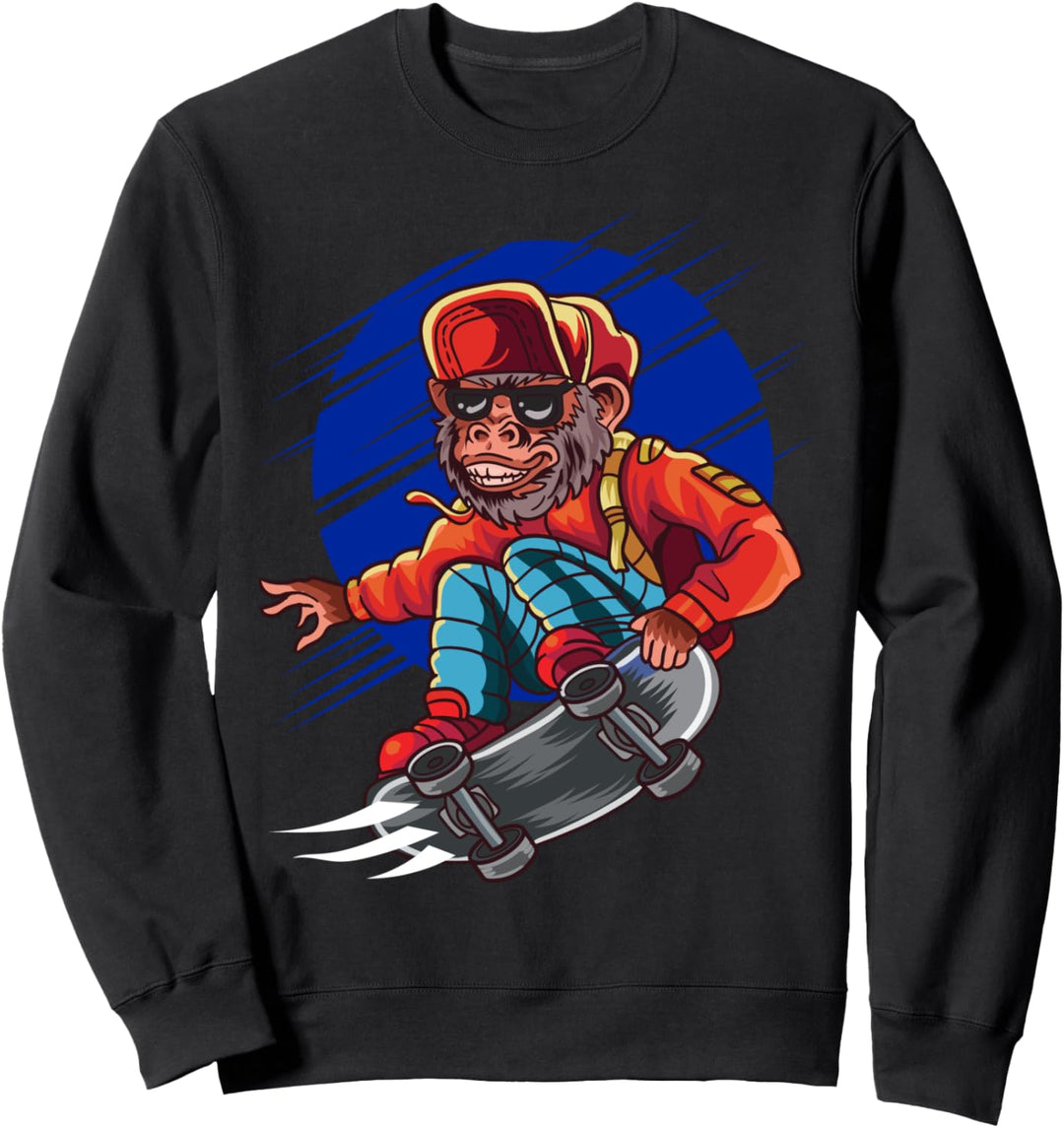 Monkey Skateboarder Skater Skateboarder niedlich lustig Sweatshirt