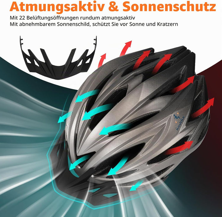 Premium Fahrradhelm, CE CPSC Zertifikat Gradient Grau, Gradient Grau