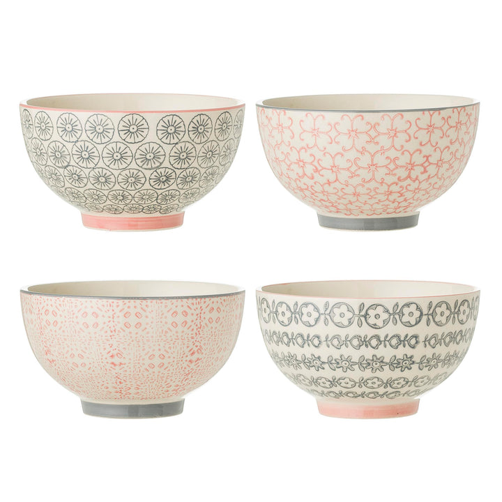 Bloomingville Schalen Cécile, rosa grau, Keramik, 4er Set