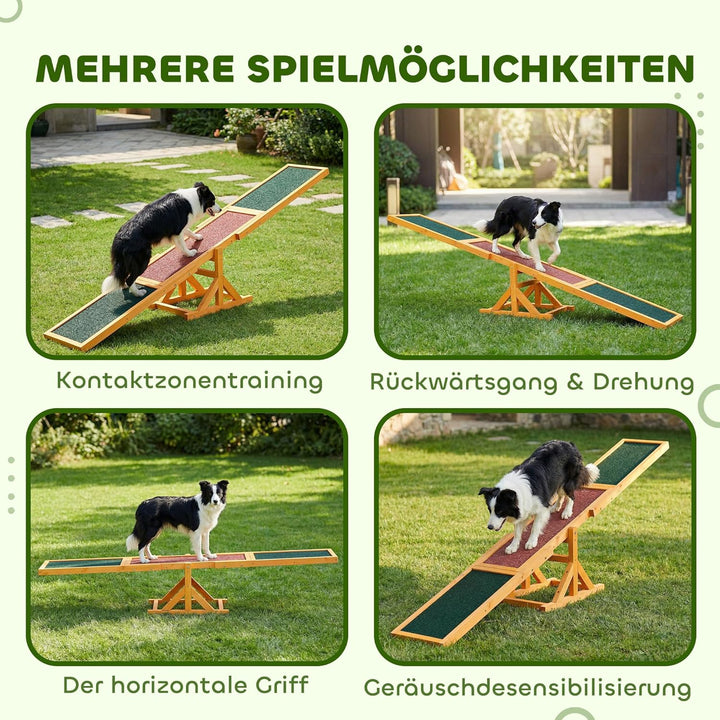 PawHut Hundewippe Hunde Agility Wippe Holz Welpenspielzeug Agility Training Hundesport für grosse Hu