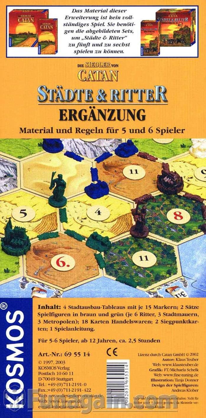 KOSMOS 695514 - Catan - Städte &amp; Ritter, Ergänzung für 5-6 Spieler, Strategiespiel, Brettspielklassi