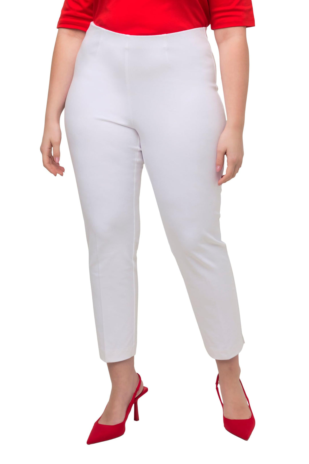 Ulla Popken Damen grosse Grössen Übergrössen Plus Size 7/8-Hose, Biese, schmales Bein, Elastikbund s