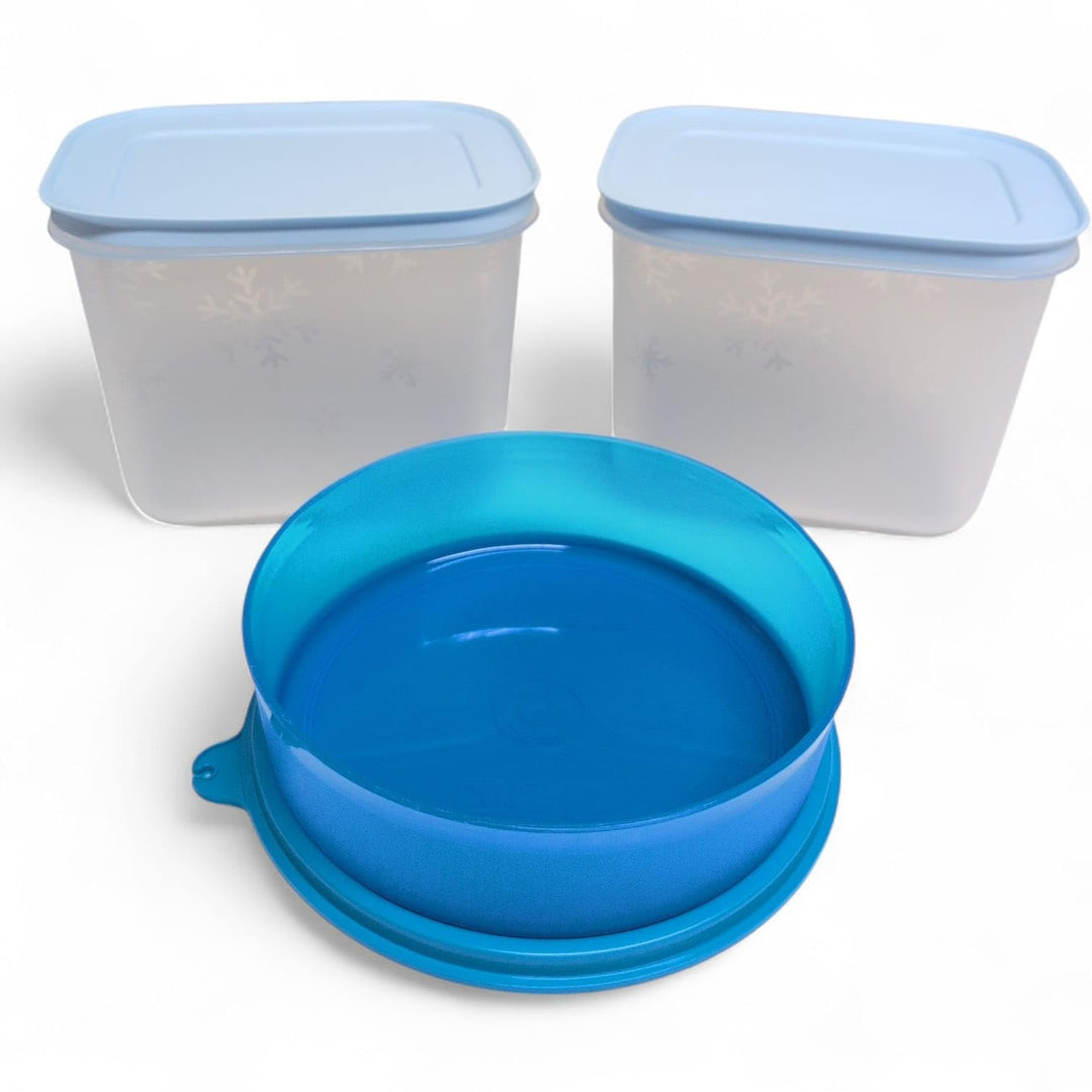 Tupperware 2 Stück Gefrierbehälter 1,1 Liter Eiskristall Vorrat Modular Kühlschrank System 1100ml he