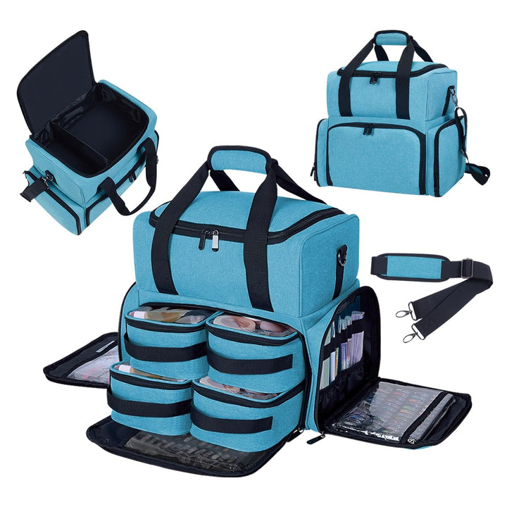 grosse Kosmetiktasche mit 4 abnehmbaren Gehäusen Doppelschicht Reiseveranstalter Make-up-Tasche mit