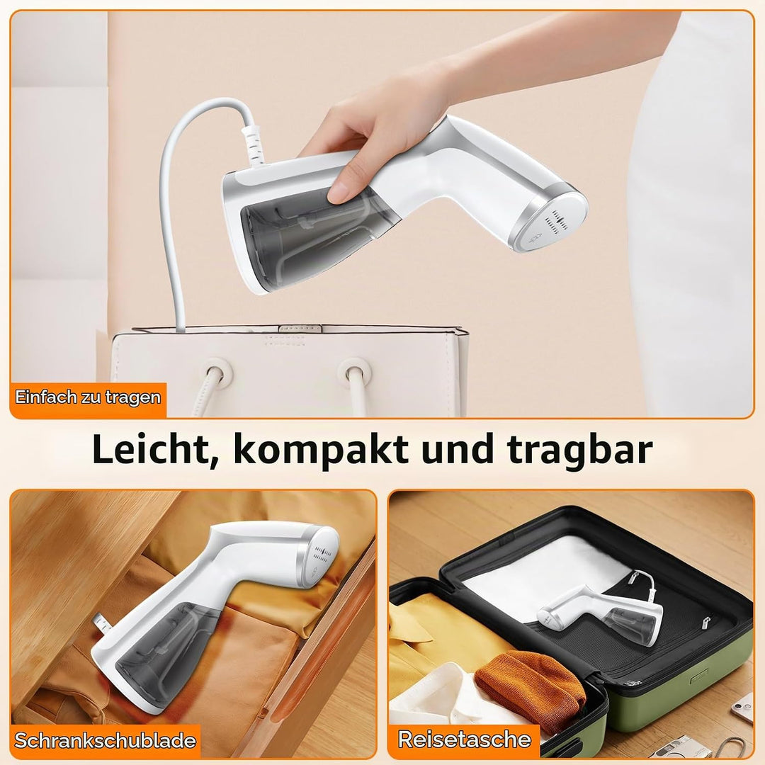 1000W Steamer Dampfglätter, Tragbarer Dampfbürste, 14-18g/min Handheld Dampfbügeleisen, mit Abnehmba