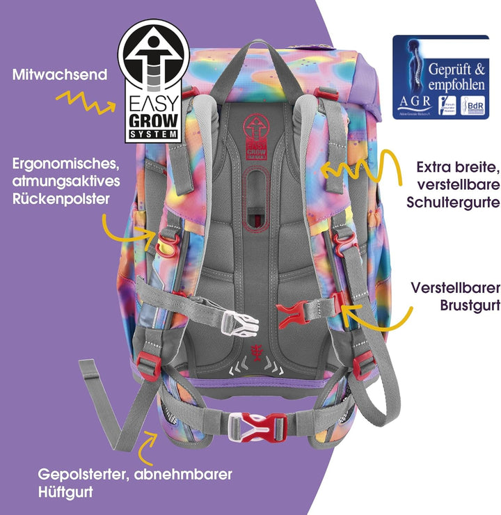 Step by Step Schulranzen-Set Cloud, 5-teilig, ergonomischer Tornister mit Reflektoren, höhenverstell