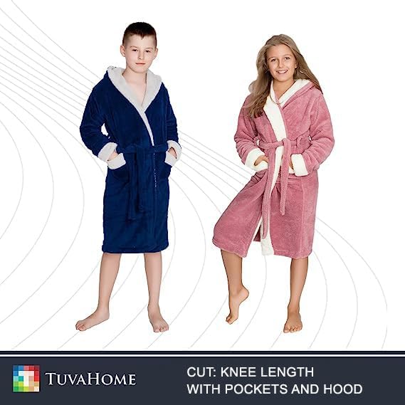 Tuva Home Warmer Bademantel für Jungen und Mädchen, Kinderbademantel Weicher Dicker Morgenmantel für