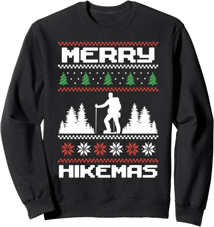 Merry Hikemas Wanderer Berg Ugly Weihnachten Xmas Party Sweatshirt