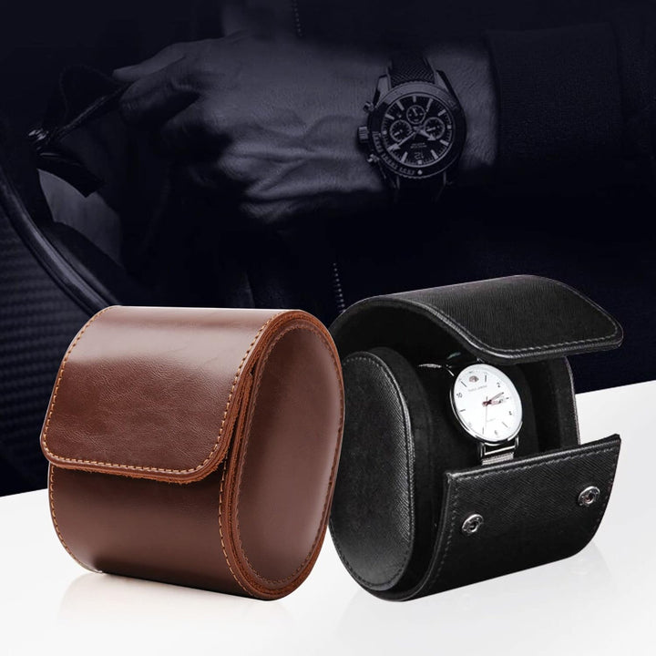 KnR Harmony Tragbare Uhrenbox mit einem Steckplatz 1pcs Uhrenbox Watch Organizer Lederuhrenhalter fü