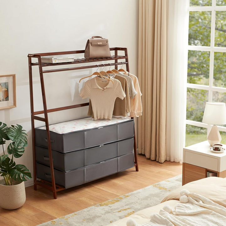Lifewit 6 Stück 90L Unterbettkommode, Unterbett Aufbewahrungsbox mit deckel, Faltbare Kleidung Aufbe