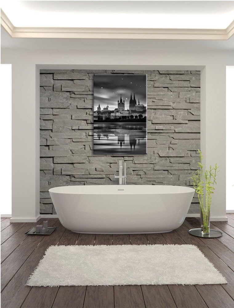 Pixxprint Polarlichter Skyline Köln als Leinwandbild/Grösse: 100x70 / Wandbild/Kunstdruck/fertig bes