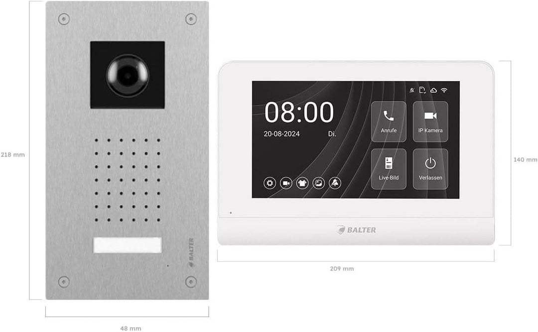 Nonic Balter ENTRI L Video Doorbell Unterputz Türklingel mit Kamera und 2X 7 Zoll Touchscreen HD WLA