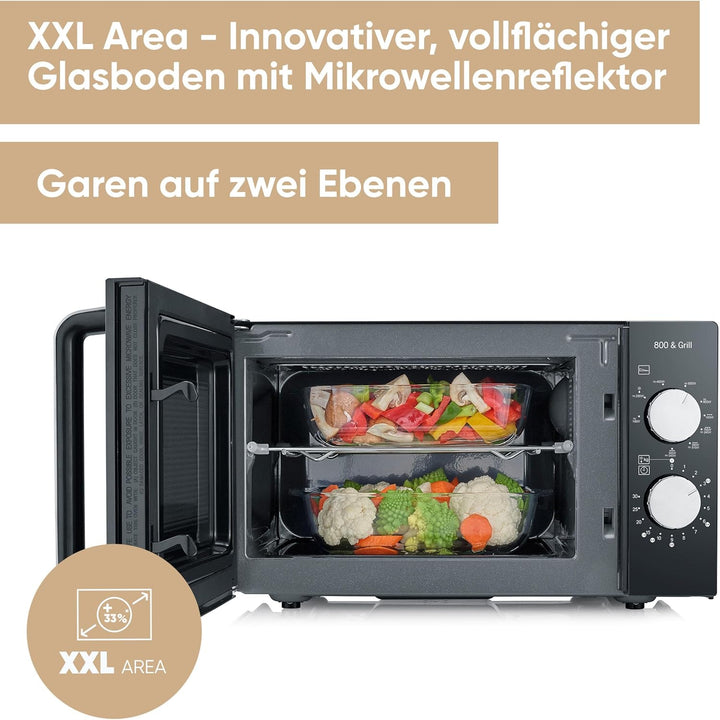 SEVERIN 2-in-1 Mikrowelle mit Keramikboden und Grill, Mikrowellengerät zum Auftauen und Erhitzen, Mi