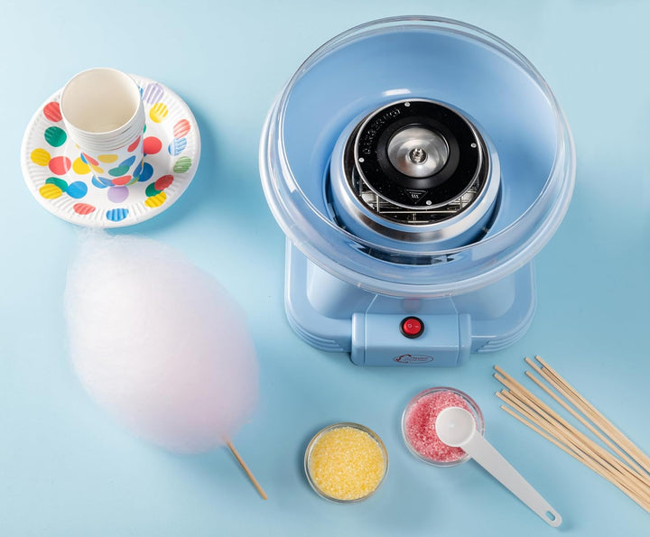Bestron Zuckerwattenmaschine, Retro Cotton Candy Maker für Zuhause, Zuckerwattegerät mit 10 Stäbchen