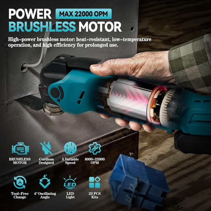 Kabellose oszillierende Multifunktionswerkzeuge kompatibel mit Makita 18 Akku, 300 W bürstenloser Mo