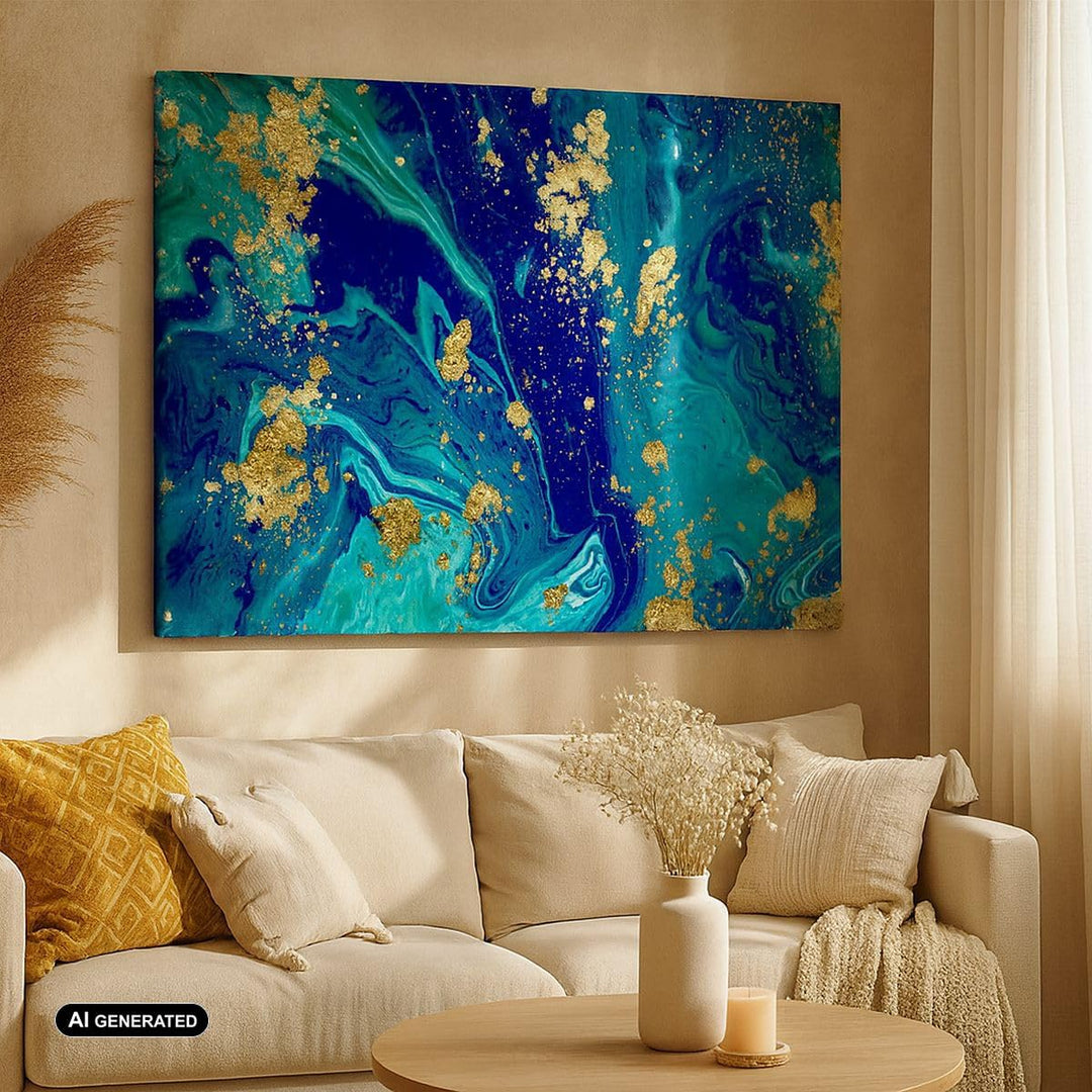 Bilder auf Leinwand Abstraktion modern Leinwandbild mit Rahmen 70x50cm Wandbilder Dekoration Wohnzim