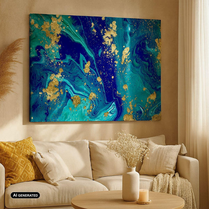 Bilder auf Leinwand Abstraktion modern Leinwandbild mit Rahmen 70x50cm Wandbilder Dekoration Wohnzim