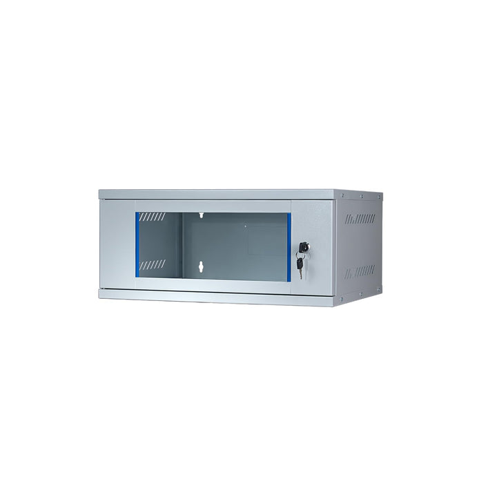Netzwerkschrank 19 Zoll 4 HE I 400 mm Tiefe I Serverschrank Grau I Wandmontage I abschliessbare Glas