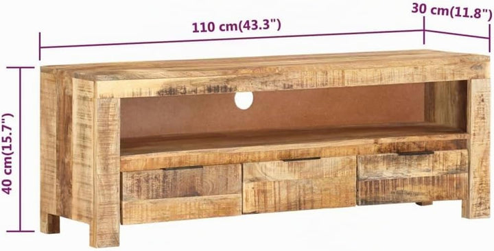 vidaXL Raues Mangoholz TV Schrank mit 1 Fach 3 Schubladen Lowboard TV Möbel Tisch Board Sideboard Fe