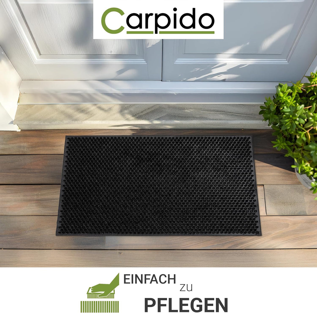 Carpido Wetterfeste Fussmatte Garten - Schwarz 40x60 cm - Outdoor Schmutzfangmatte - Türmatte leicht