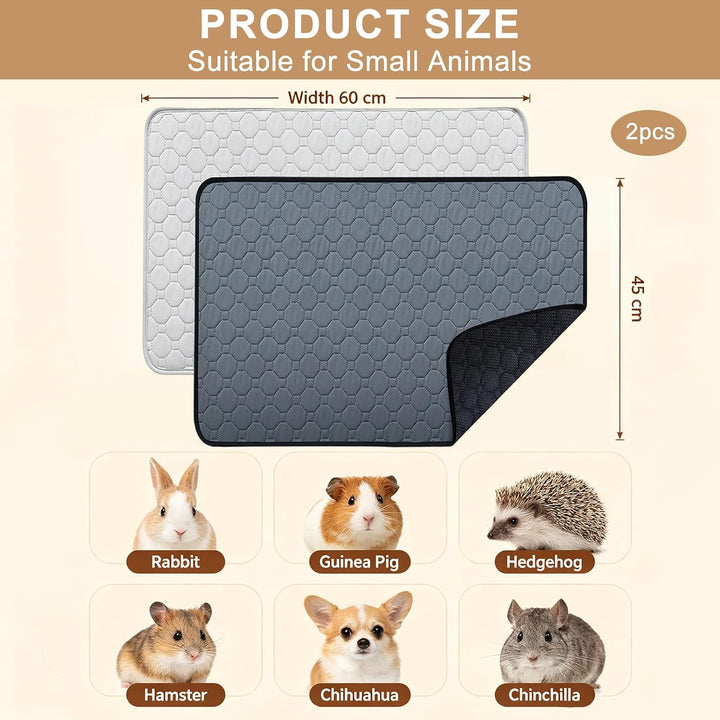 Pipipads Meerschweinchen 45x60cm 2 Stück Super Saugfähig Grau | Waschbar, Fleckenabweisender Stoff,W