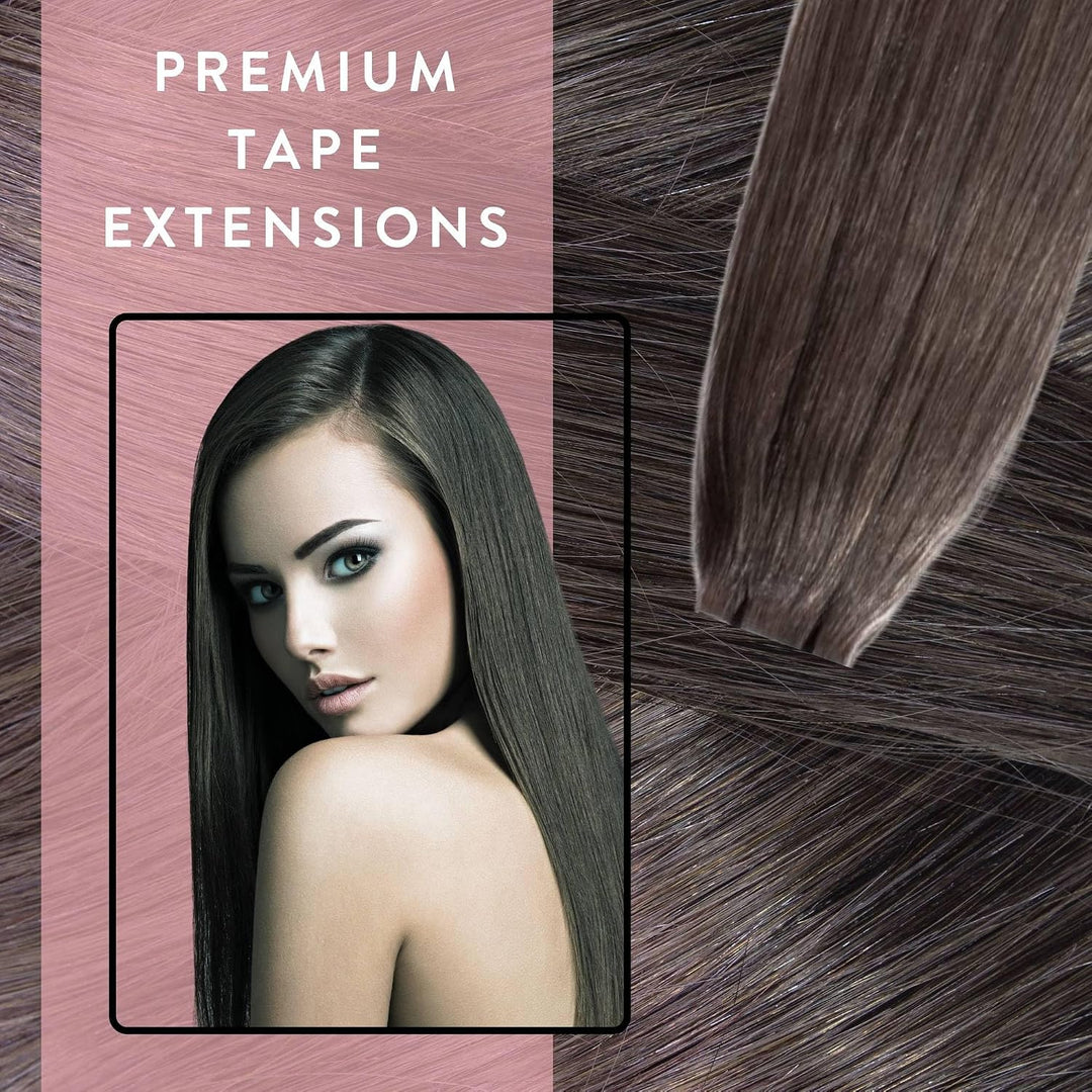 hair2heart Premium Tape Extensions Echthaar glatt - 10 Tapes 2.5g 50cm 6/0 dunkelblond 50cm 10 Sträh