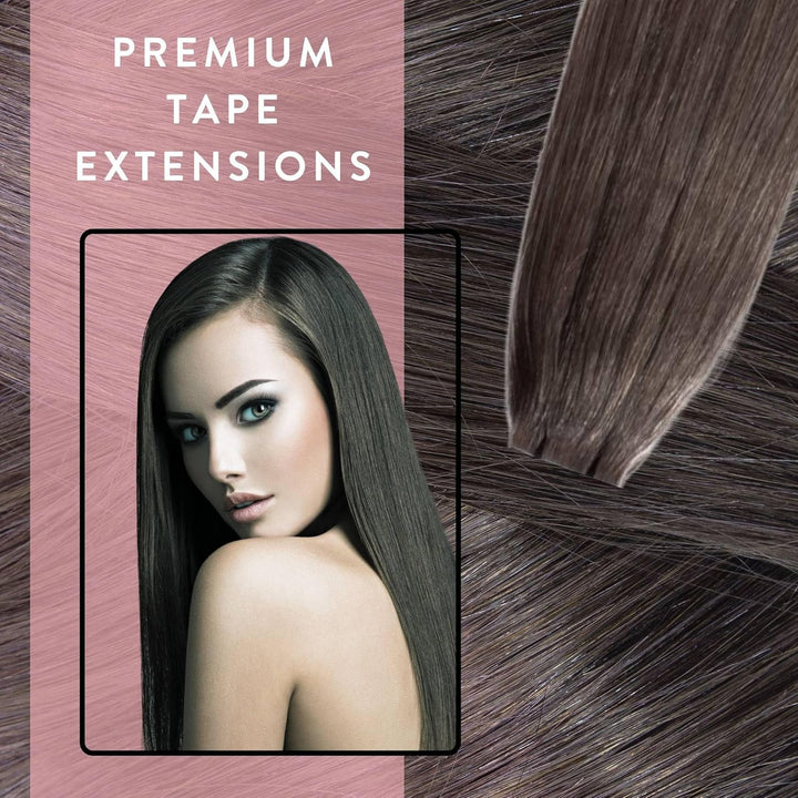 hair2heart Premium Tape Extensions Echthaar glatt - 10 Tapes 2.5g 50cm 6/0 dunkelblond 50cm 10 Sträh