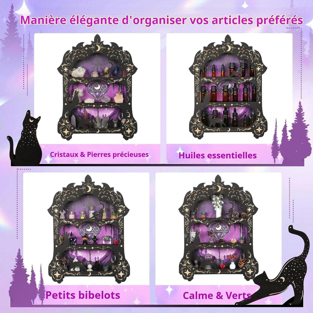 Regal Wand, Esoterisches Wandregal Zimmer Deko Aesthetic, Lila Schreibtischregal, Kleines Regal Holz