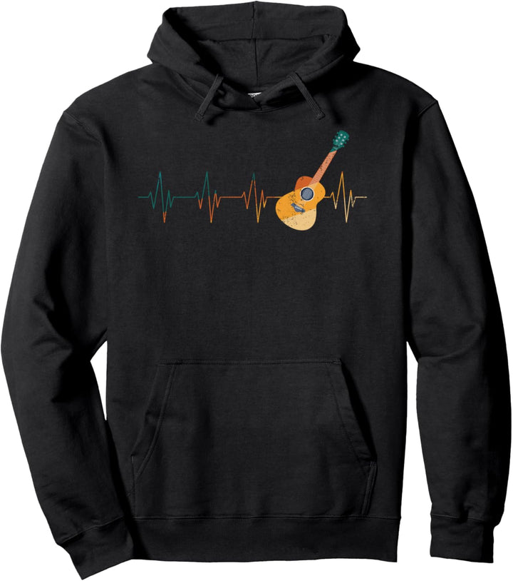 Akustik Gitarrist Musiker Geschenk Herzschlag Gitarre Pullover Hoodie