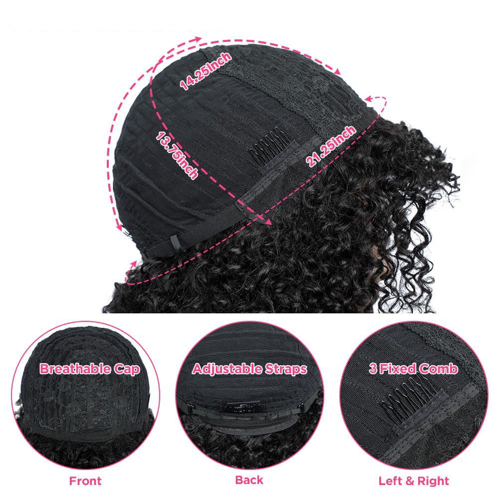 Human Hair Wig Kinky Curly Wig Human Hair Real Hair Wig with Fringe Short Curly Wigs Real Hair Brazi