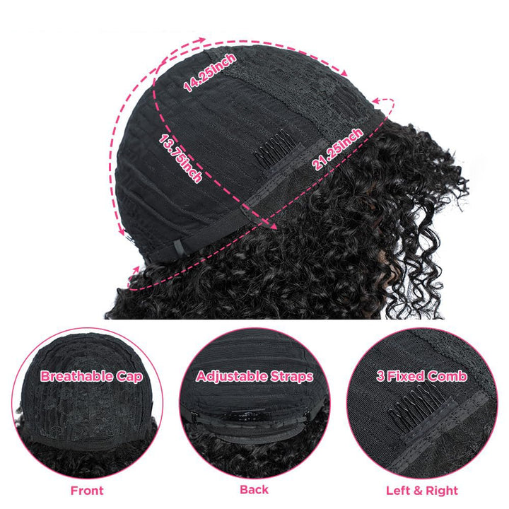 Human Hair Wig Kinky Curly Wig Human Hair Real Hair Wig with Fringe Short Curly Wigs Real Hair Brazi