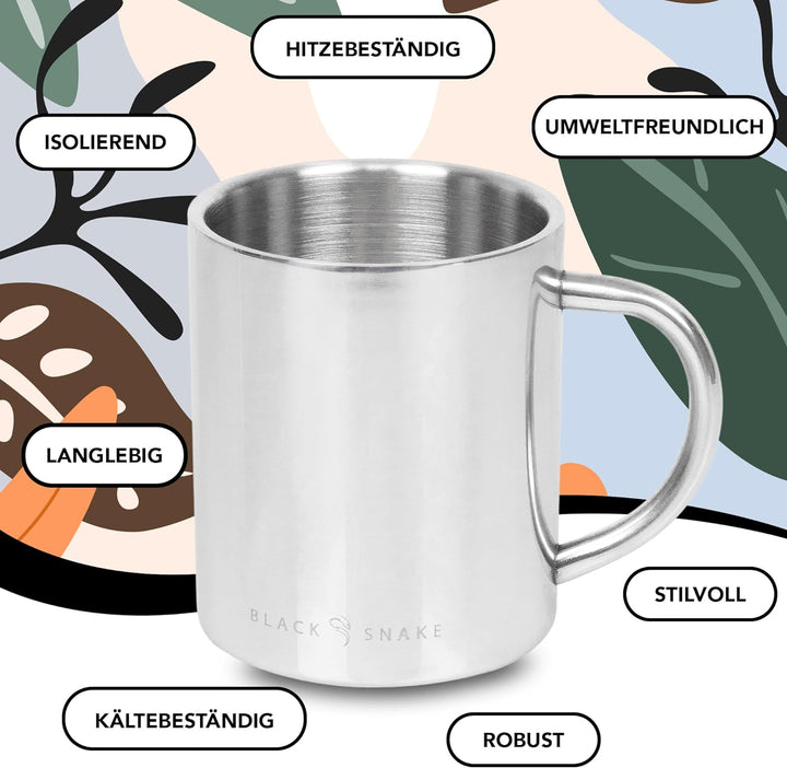 Black Snake® Camping-Thermobecher | Edelstahl-Tasse zum Campen | Outdoor-Thermotasse 300 ml | Set au