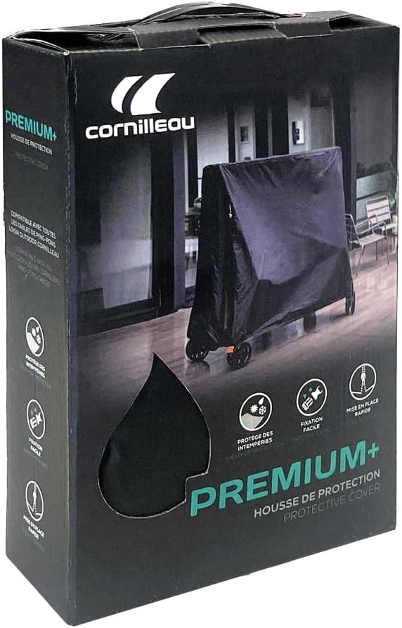 CORNILLEAU - 4 x Outdoor-Schläger + 1 x Tischhülle Premium Plus + 2 x Tischtennisbälle - Family Pack
