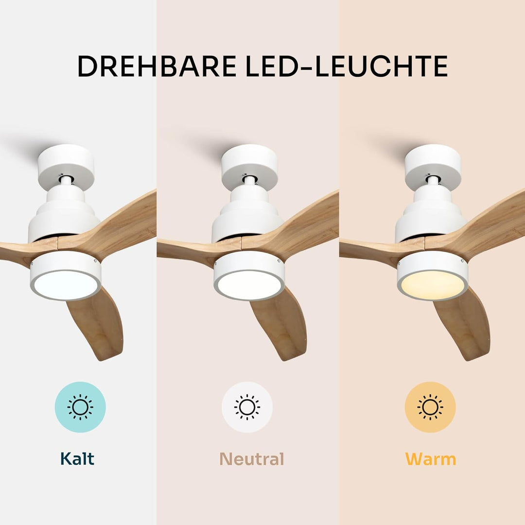Mellerware - Deckenventilator mit Fernbedienung Brizy Bright | 45 W | 6 Geschwindigkeiten | Ultra le