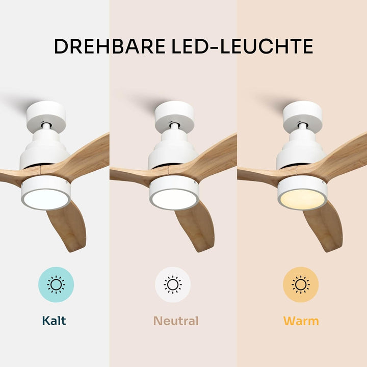 Mellerware - Deckenventilator mit Fernbedienung Brizy Bright | 45 W | 6 Geschwindigkeiten | Ultra le