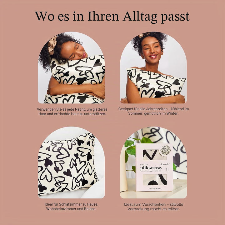 Kitsch Satin-Kissenbezug für Haar und Haut, Queen-Size-Grösse, weicher als Maulbeerseide-Kissenbezüg