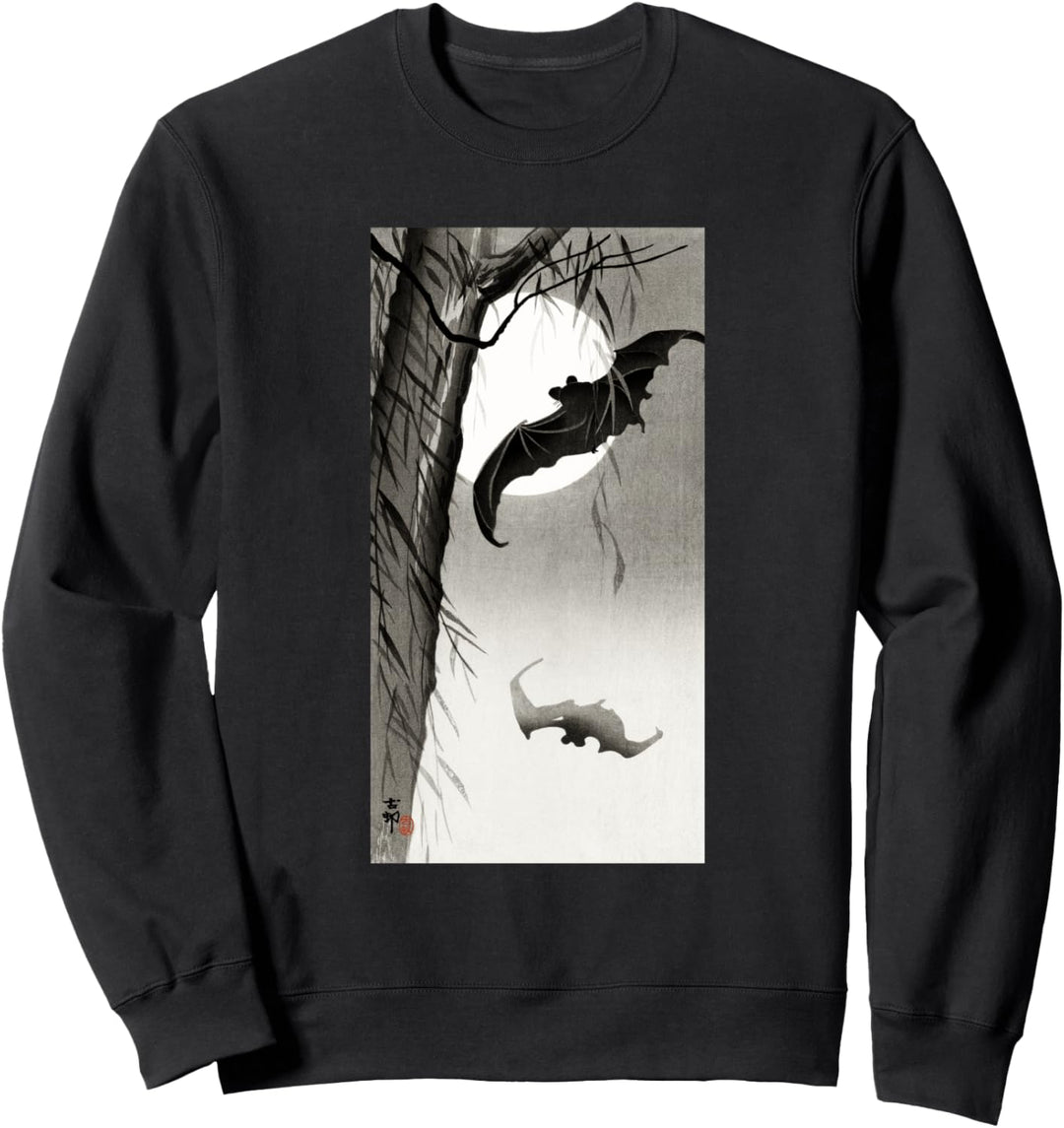 Fledermäuse unter dem Vollmond Gemälde von Ohara Koson Sweatshirt