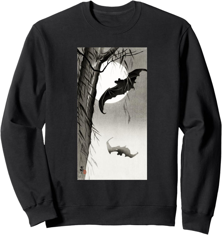 Fledermäuse unter dem Vollmond Gemälde von Ohara Koson Sweatshirt