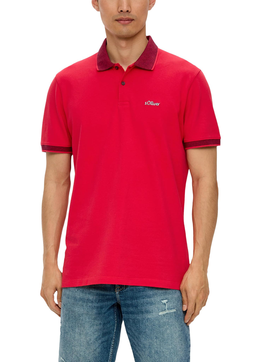 s.Oliver Poloshirt mit kleinem Label-Print Poloshirt aus Baumwollpiqué S Red 3348, Poloshirt aus Bau